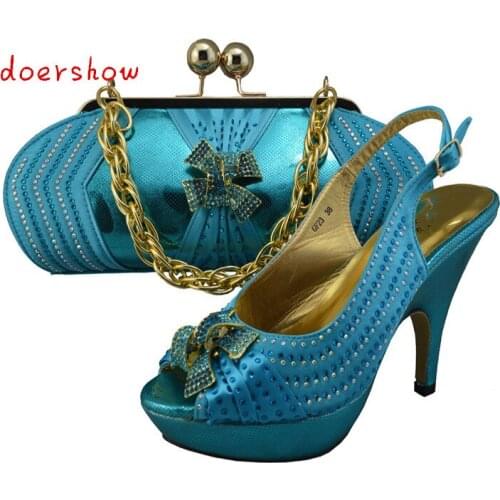Doershow womens shoes and bags set fashion African Italian design shoe and matching bags fashion pattern sexy party pumps!ZX1-6