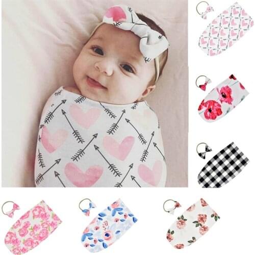 Newborn Photography Prop Infant Baby Boys Girls Sleeping Bag Swaddle Sack Muslin Wrap +Headband 2PCS