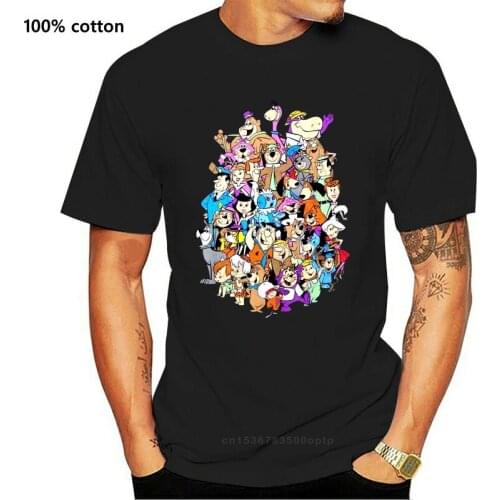 Hanna Barbera Classic Group Shot T-Shirt Charcoal Retro Cartoon Tee Tops Tee Shirt