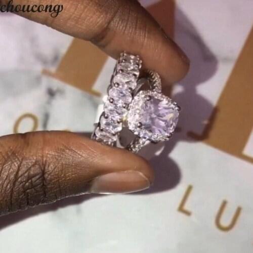 Choucong 2020 Promise Ring sets 925 Sterling Silver AAAAA cz Engagement Wedding Band Rings For Women Bridal Statement Jewelry