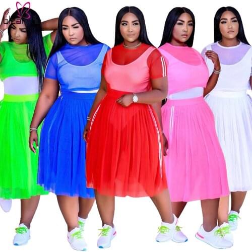 Skirt Sets Summer Outfit Women Two Piece Sets T Shirt Elegant Beachwear Plus Size Women Clothing Y2k Two Piece Set 4XL 5XL