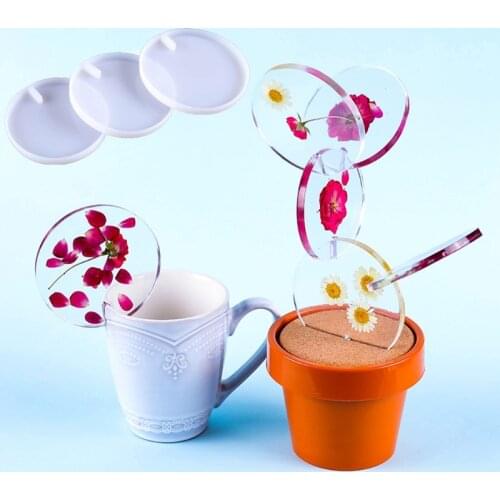 Round Tea Tray Mold Cactus Coaster Silicone Epoxy Resin Coaster Mold Used to Make Artificial Agate Pieces Coasters
