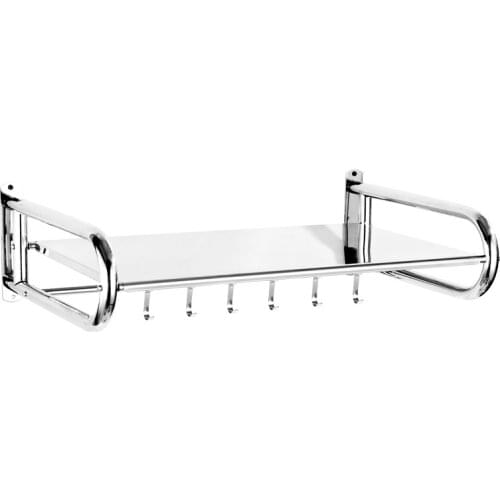 Stainless Steel Kitchen Shelf Microwave Oven Rack Wall-Mounted Oven Rack Wall-Mounted Storage Wall Bracket with 6 Hook