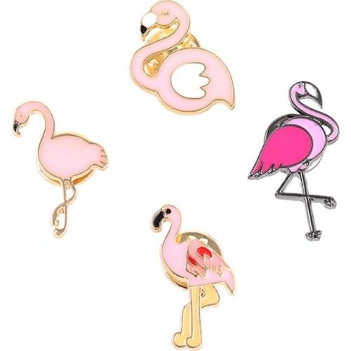Fashion Cute Flamingo Dripping Oil Brooch Enamel Denim Clothes Icons Backpack Pin Badge Decoration Gift
