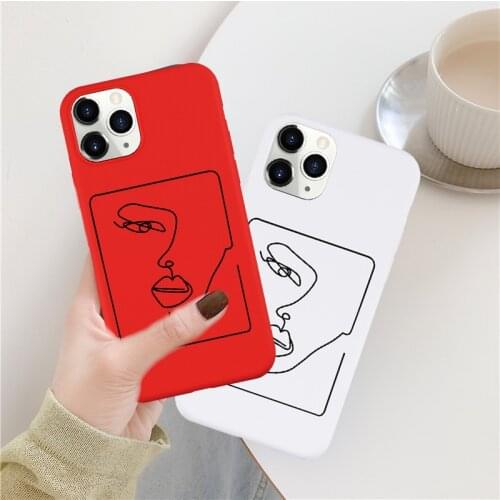 JAMULAR Funny Face Abstract Art Fitted Case For iPhone XS MAX 7 SE 2020 11 Pro XR X 8 6Plus Pink White Soft Silicone Cover Coque