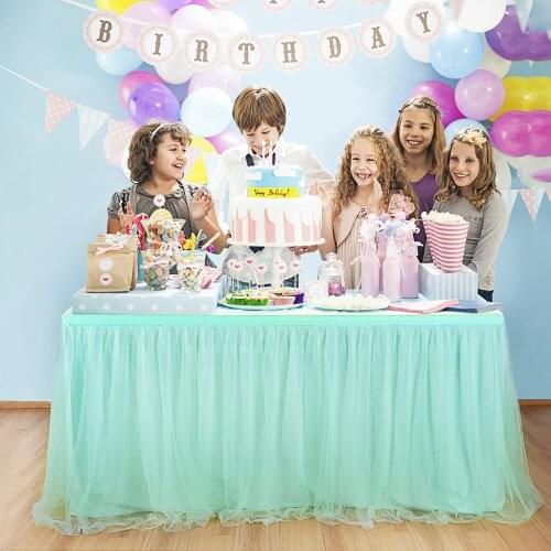 Pink White Table Skirt Tulle Tutu Table cloth Gold edge Wedding Baby Shower Party Decoration Hotel Table Skirting Home Textile