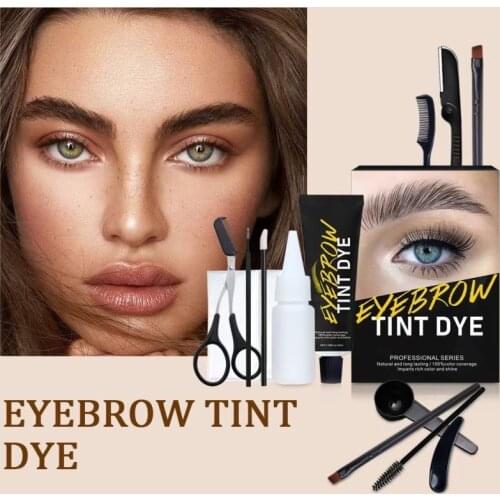 Eyebrow Eyelash Dyeing Cream Set Natural Brow Eyelash Dye Tint Kit Waterproof No Smudging Lasting Fast Dry Cosmetic Makeup Tools