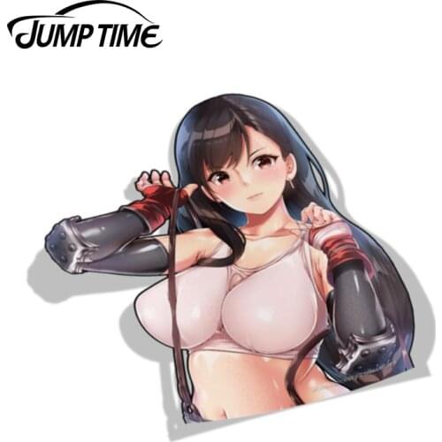 Jump Time 13cm x 12cm Funny Final Fantasy Tifa Lockhart Anime Decal Personality Car Styling Car Sticker Vinyl Graphic Waterproof