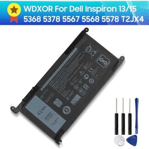 Genuine Laptop battery WDXOR For Dell Inspiron 15 5568/13 7368 T2JX4 WDXOR Series 42Wh 13 5368 5378 15 5567 5568 5578 T2JX4 42Wh