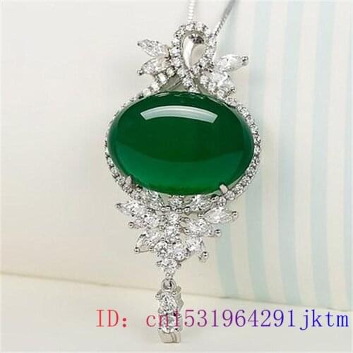 Jade Flower Pendant 925 Silver Natural Jewelry Charm Gifts Chinese Agate Amulet Gemstone Women Chalcedony Fashion Necklace