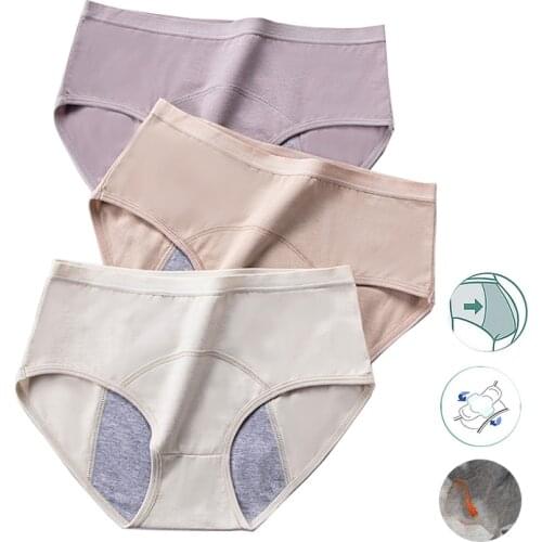 Leak Proof Menstrual Period Panties Women Underwear Heath Cotton Mid Waist Widen Girls Waterproof Physiological Pants