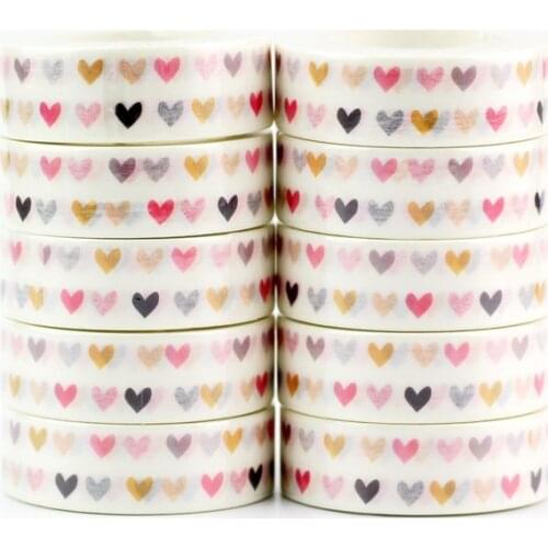 NEW 10pcs/lot Decorative Cute Colorful Hearts Washi Tapes DIY Scrapbooking Planner Adhesive Masking Tapes Kawaii Stationery