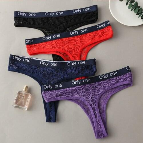 New Sexy Womens Lace Sport Panties Hollow Out Thongs Low Waist Soild Temptation Female G-String Soft Comfortable Lady Lingerie