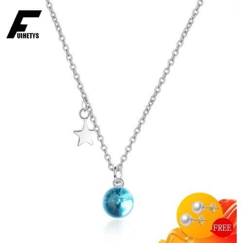 Bali Jelry Fashion Necklace 925 Silver Jewelry Round Shape Sapphire Gemstone Pendant Accessories for Women Wedding Engagement