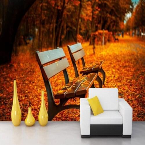 Dropship Colomac Forest Wallpaper Wood Path Golden Tree Oil Painting Gold Wallpaper Papel Pintado De Pared Home Improvement