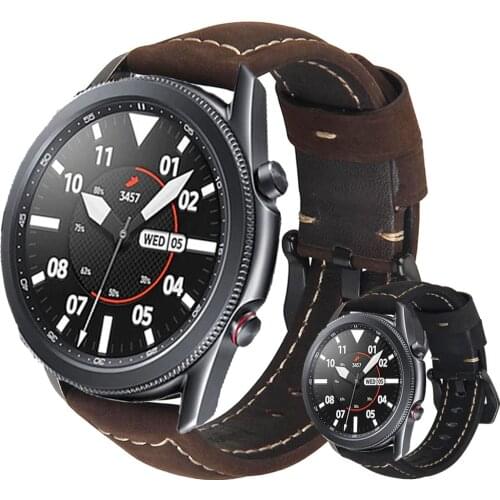 Retro Genuine Leather Watchbands For Samsung Galaxy Watch 3 41mm 45mm Strap Women Men Cowhide Watch Band Watch Accessories