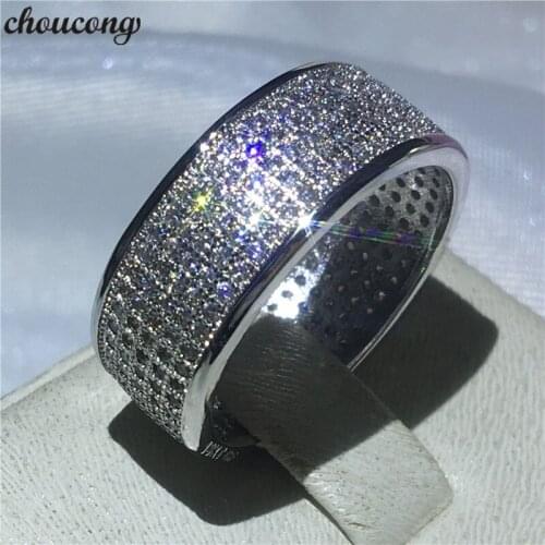 Choucong Luxury Engagement Wedding Band ring Pave setting 250pcs 5A zircon Cz White gold filled Rings For Women men Jewelry