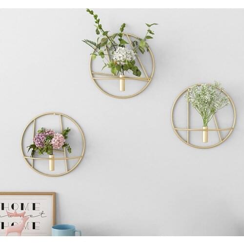 Modern Art 3D Wall Mounted Candle Holder Metal Hanging Flower Vase Candlestick Wedding Party Painting Decoration
