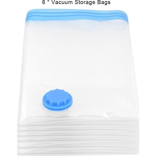 6Pcs Vacuum Compressed Space Saving Storage Bags Clothes Pillow Travel Organizer