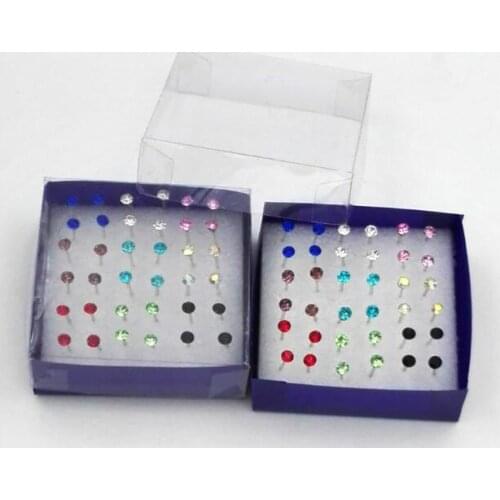 WLP7/10/ 20 /40 pcs/ earring set ! Wholesale Cheap Women crystal earrings Ladies Cute Little Plastic Pin Earring Stud Earrings