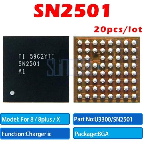 20pcs/lot SN2501A1 SN2501 U3300 New Original For iphone 8 8plus X 63pin TIGRIS T1 charging charger ic chip