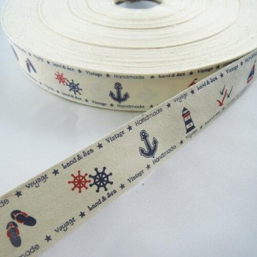 1" 25mm 5Yards 100% Cotton Ribbon Vintage Voyage Printed Ribbon DIY Handmade Tapes Gift Package,Garment Accessories Y135
