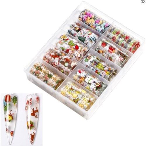 1Box 4*100cm Nail Foil 2020 Christmas Brand Transfer Designer Nail Stickers Decals Nail Art Decorations Accesoires Halloween