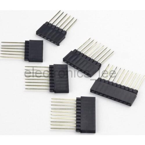 10PCS 4/6/8/10 PIN Single Row Straight FEMALE PIN HEADER 2.54MM PITCH pin long 14MM Strip Connector Socket FOR arduino PCB