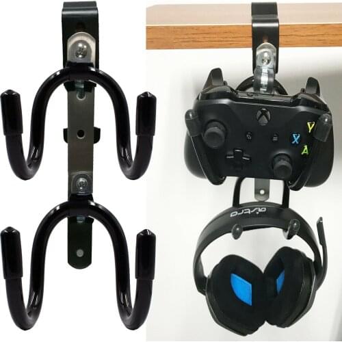 2 in 1 Game Controller & Headphone Hook Hanger Holder , Under Desk Design Mount