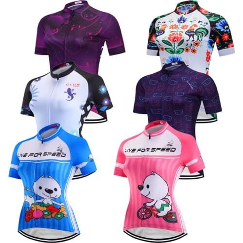 2021 Breathable Cycling Jersey Women Summer Short Sleeve Bike Clothing Cute T Shirt MTB Bicycle Clothes Female Blouses Funny Top