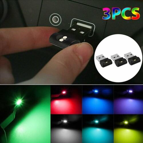 3pcs Creative Car Tuning RGB Lamp Bulb Accessories LED USB Car Interior Neon Atmosphere Ambient Light Interior Parts Accessories