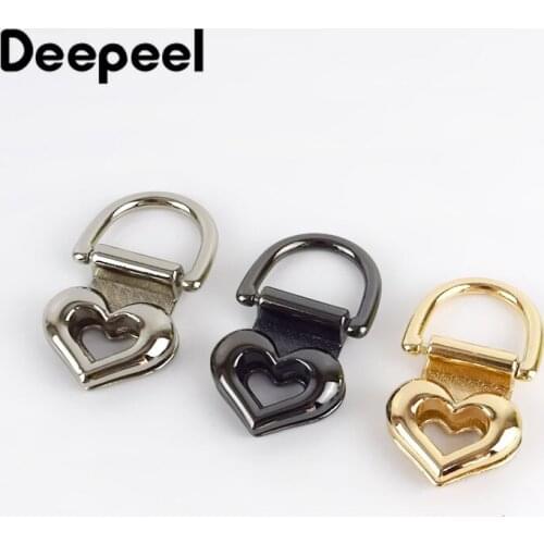 Deepeel 4 /10pcs 19mm Metal Bag Side Buckles Heart O D Ring Hanger Pull Clip Hook DIY Handbag Strap Clasp Part Accessories BF059