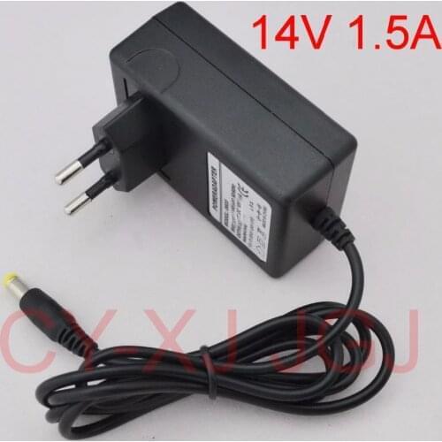 50PCS High quality 14V 1500mA AC 100V-240V Converter Adapter DC 14V 1.5A & 1500mA Power Supply EU Plug DC 5.5mm x 2.1-2.5mm