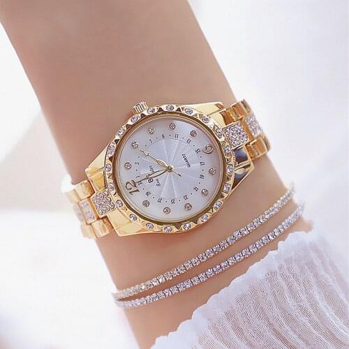 BS New Full Diamond Womens Watch Crystal Ladies Bracelet Wrist Watches Clock relojes Quartz ladies watches for women 152935