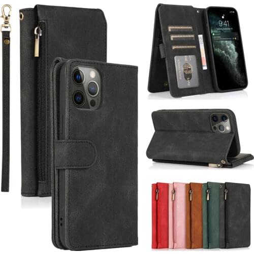 Wallet Case for iPhone 11 12 Mini Pro X XS XR Max 6 6S 7 8 PLUS SE 2020 Leather Flip Phone Cover Multi Card Holder Stand Bags