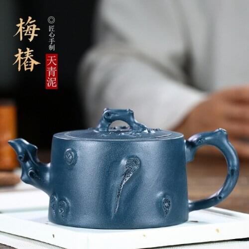 Pure manual recommended yixing azure mud paragraph flower teapot JinHe packaging store sells goods may pile