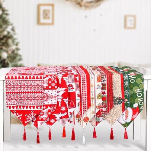 New 35*180cm Table Cloth Christmas New Year Party Decorations Poly-Cotton Creative Christmas Tablecloth Home Decoration Supplies