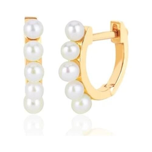 Women Jewelry Faux Pearl Earrings Brass With 18K Gold Punk Party Gown Runway Rare Korean Japan Boho Hiphop