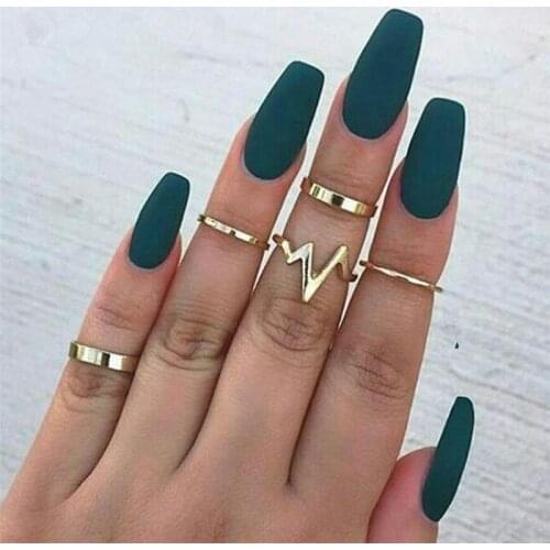 Europe and the United States new jewelry fashion lightning ECG ring set alloy smooth ring set for women