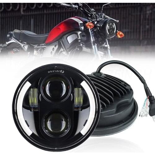 5.75 Inch Black Halo Angel Eyes LED Headlight 5-3/4" Projector Round Headlamp for Sportster 1200 XL1200L Custom XL1200C 883 XL88