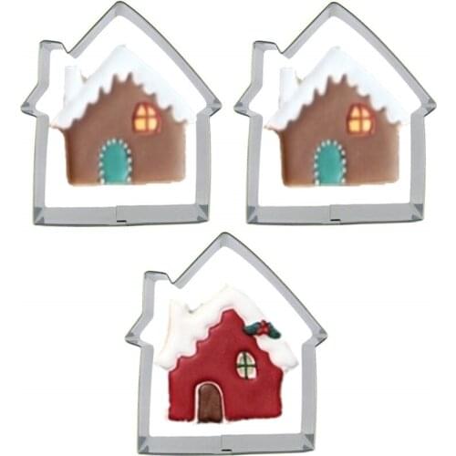 Bungalow shape 3 piece biscuit cutting molds, baking tools, cake decorating soft candy tools