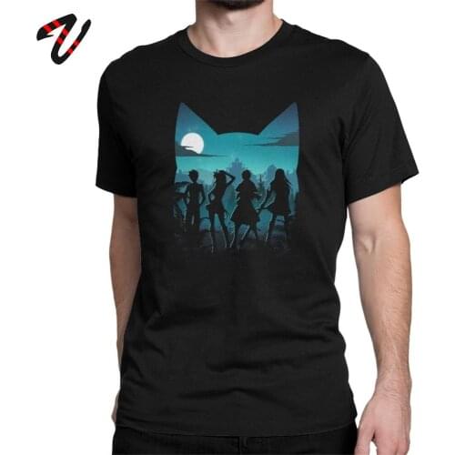 Fairy Tail Tshirt Men Anime T Shirt Happy Silhouette Funny 100% Cotton Short Sleeve Tees O Neck T-Shirt Print Clothes Japan Chic