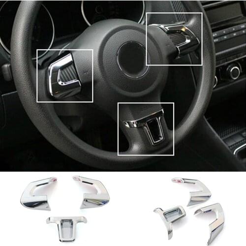 ABS Chrome Steering Wheel Trim Cover sticker for Volkswagen VW Golf 6 MK6 Polo Jetta MK5 2009 2010 2011 Polo Bora Sagitar