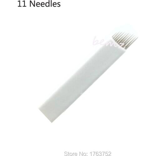 100pcs 11 Pin Permanent Makeup Eyebrow Blade For 3D Embroidery Manual Tattoo Pen Machine Cosmetic Eyebrows