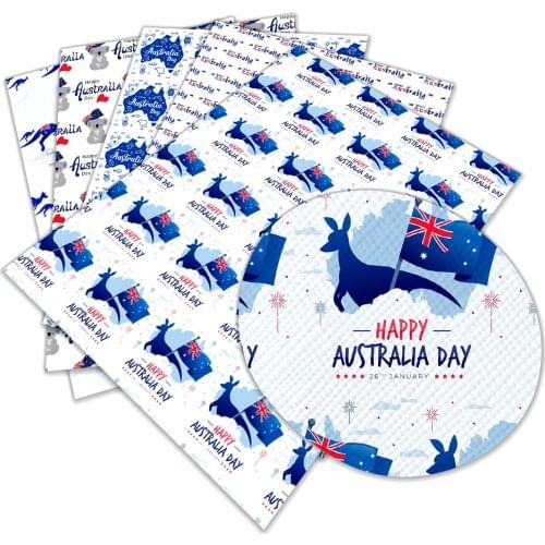 Australia Day Faux Leather Pattern Printed Synthetic for DIY Hairbow Accessories Decoration 30 Cm X 22cm