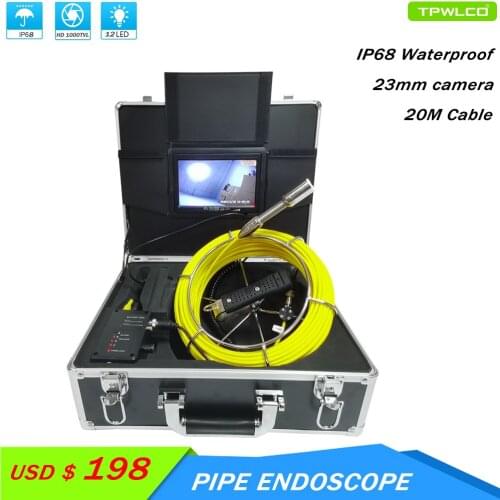 12LED Endoscope Camera Waterproof 20m Cable 7 Inch Pipeline Drain Pipe Inspection Camera 720P HD
