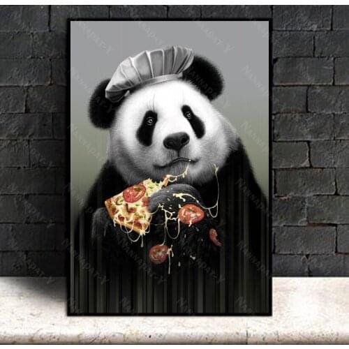 Cute Cartoon Panda Poster Print Animals Canvas Painting Nursery Baby Room Wall Art Picture For Living Room Kids Home Decoration