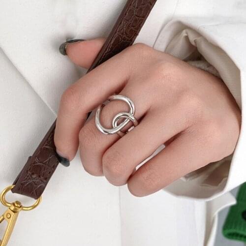 Irregular Special Design Golden Finger Rings For Women Stainless Metal Adjustable Size Ring Silver Color Cool Charms Jewelry