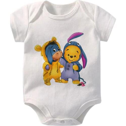 Eeyore Winnie the Pooh Print Toddler Infant Jumpsuit Kid Baby Girl Boy Cloth Casual Outfits Playsuit Short Sleeve Romper