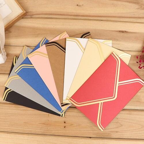 10 pcs/lot Vintage Gold Blank Kraft Paper Envelopes Wedding Party Invitation Envelope Greeting Cards Gift Envelope 17.5*12.5cm